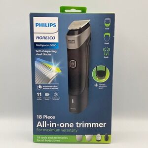 Philips Norelco Multigroom Series 5000 Trimmer 18 Piece Groom Kit MG5910/49‎ NEW